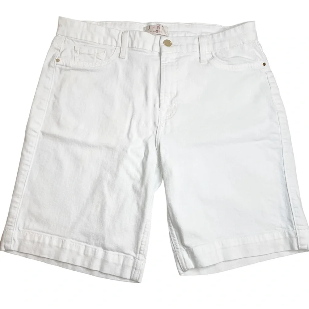 Jen7 7 For All Mankind White Denim Bermuda Shorts 12